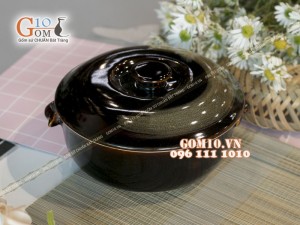 Âu cơm men hỏa biến gấm quẹt màu mật ong, đường kính 19.5cm