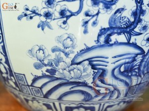 Thống men lam cổ vẽ tứ cảnh Tùng Cúc Trúc Mai, đường kính 39cm