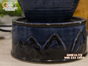 Thủy cầu phong thủy men xanh sóng biển, cao 30cm