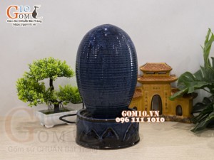 Thủy cầu phong thủy men xanh sóng biển, cao 30cm