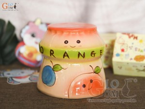 Tiết kiệm sữa chua màu cam, cao 14cm