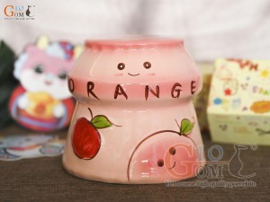 Tiết kiệm sữa chua màu hồng, cao 14cm