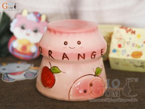 Tiết kiệm sữa chua màu hồng, cao 14cm