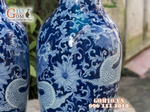 Tiểu Lộc Bình men rong cổ cảnh Rồng Băng 52cm