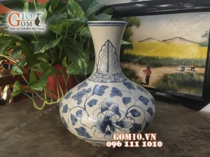 Tỏi men rạn cổ vẽ hoa dây cao 24cm