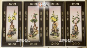 Bộ tranh sứ đắp nổi Cổ Đồ Phú Quý S3, 70x32cm