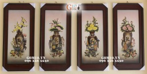 Bộ tranh sứ đắp nổi Cổ Đồ Phú Quý S4, 50x28cm