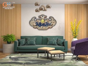 Tranh gốm đắp nổi Mã Đáo Thành Công màu xanh tràm cổ, 50x70cm Tranh gốm đắp nổi Mã Đáo Thành Công màu xanh tràm cổ, 50x70cm