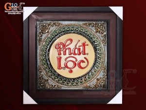 Tranh gốm đắp nổi Phát Lộc, 50x50cm