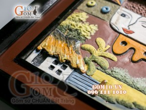 Tranh gốm đất đỏ Bát Tràng, 45x55cm