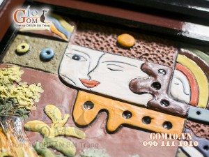 Tranh gốm đất đỏ Bát Tràng, 45x55cm