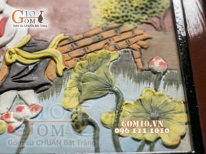 Tranh gốm đất đỏ họa tiết Cô Tấm, 45x55cm