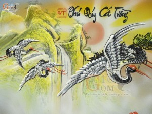 Tranh sứ cao cấp đắp nổi Phú Quý Cát Tường, 60x90cm
