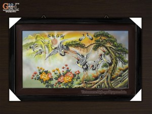 Tranh sứ cao cấp đắp nổi Phú Quý Cát Tường, 60x90cm