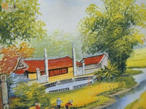 Tranh sứ cao cấp men rạn vẽ Bóng nước Quê nhà, 60x90cm