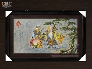 Tranh sứ cao cấp men rạn vẽ Phúc Lộc Thọ, 60x90cm