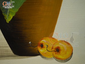 Tranh sứ cao cấp vẽ bình hoa Chuối rừng, 60x90cm