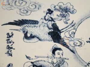 Tranh sứ cao cấp vẽ cảnh Bát Tiên Quá Hải, 60x90cm