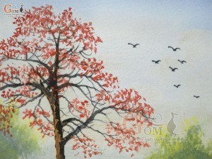 Tranh sứ cao cấp vẽ cảnh Bước Chân Quê, 60x90cm