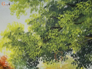 Tranh sứ cao cấp vẽ cảnh Chợ Quê, 60x90cm