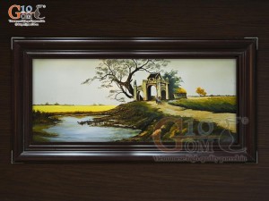 Tranh sứ cao cấp vẽ cảnh Cổng Làng, 68x128cm Tranh sứ cao cấp vẽ cảnh Cổng Làng, 68x128cm