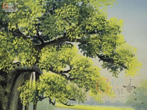 Tranh sứ cao cấp vẽ cảnh Đường về Nhà, 60x90cm