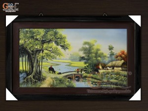 Tranh sứ cao cấp vẽ cảnh Đường về Nhà, 60x90cm