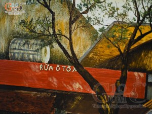 Tranh sứ cao cấp vẽ cảnh góc Phố xưa, 68x128cm