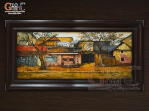 Tranh sứ cao cấp vẽ cảnh góc Phố xưa, 68x128cm Tranh sứ cao cấp vẽ cảnh góc Phố xưa, 68x128cm