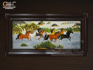 Tranh sứ cao cấp vẽ cảnh Mã Đáo Thành Công, 68x128cm Tranh sứ cao cấp vẽ cảnh Mã Đáo Thành Công, 68x128cm