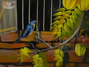 Tranh sứ cao cấp vẽ cảnh mùa Khế chín, 60x90cm