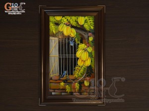 Tranh sứ cao cấp vẽ cảnh mùa Khế chín, 60x90cm Tranh sứ cao cấp vẽ cảnh mùa Khế chín, 60x90cm