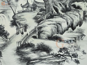 Tranh sứ cao cấp vẽ cảnh Sơn Thủy Hữu Tình, 60x90cm