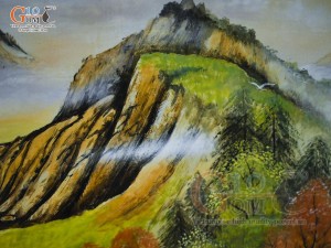 Tranh sứ cao cấp vẽ cảnh Sơn Thủy Hữu Tình, 68x128cm