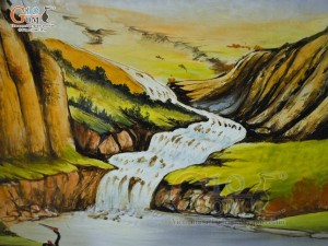 Tranh sứ cao cấp vẽ cảnh Sơn Thủy Hữu Tình, 68x128cm