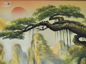 Tranh sứ cao cấp vẽ cảnh Sơn Thủy Hữu Tình, 68x97cm