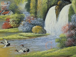 Tranh sứ cao cấp vẽ cảnh Sơn Thủy Hữu Tình, 68x97cm