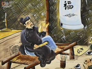 Tranh sứ cao cấp vẽ cảnh Thày Đồ Dạy Chữ, 60x90cm