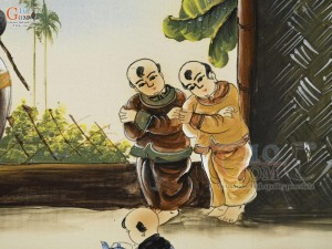 Tranh sứ cao cấp vẽ cảnh Thày Đồ Dạy Chữ, 60x90cm