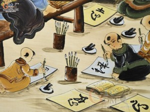 Tranh sứ cao cấp vẽ cảnh Thày Đồ Dạy Chữ, 60x90cm