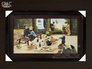 Tranh sứ cao cấp vẽ cảnh Thày Đồ Dạy Chữ, 60x90cm