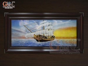 Tranh sứ cao cấp vẽ cảnh Thuận Buồm Xuôi Gió, 68x128cm Tranh sứ cao cấp vẽ cảnh Thuận Buồm Xuôi Gió, 68x128cm