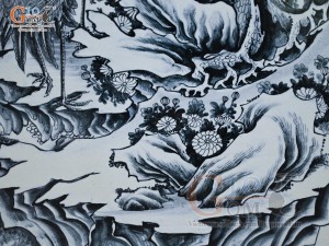 Tranh sứ cao cấp vẽ cảnh Tùng Hạc - Thọ Tỷ Nam Sơn, 68x128cm