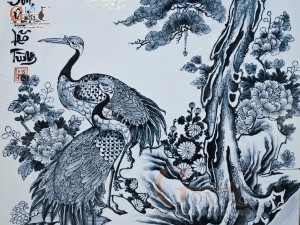 Tranh sứ cao cấp vẽ cảnh Tùng Hạc - Thọ Tỷ Nam Sơn, 68x128cm