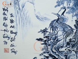 Tranh sứ cao cấp vẽ cảnh Tùng Hươu - Vinh Hoa Phú Quý, 68x128cm