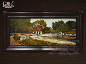 Tranh sứ cao cấp vẽ cảnh Văn Miếu Quốc Tử Giám, 68x128cm Tranh sứ cao cấp vẽ cảnh Văn Miếu Quốc Tử Giám, 68x128cm
