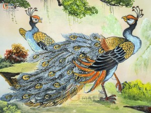 Tranh sứ cao cấp vẽ Công Tùng Phú Quý, 60x90cm