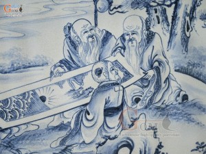 Tranh sứ cao cấp vẽ Ngũ Lão Bình Đồ, 60x90cm