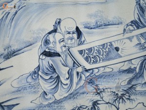 Tranh sứ cao cấp vẽ Ngũ Lão Bình Đồ, 60x90cm