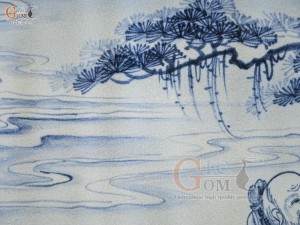 Tranh sứ cao cấp vẽ Ngũ Lão Bình Đồ, 60x90cm